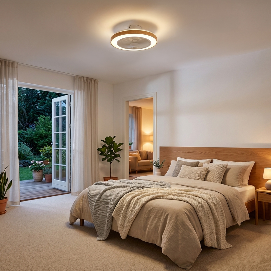 Brilagi - LED ściemnialny wentylator sufitowy LED/38W/230V 3000-6500K śr. 50 cm biały/brązowy + pilot