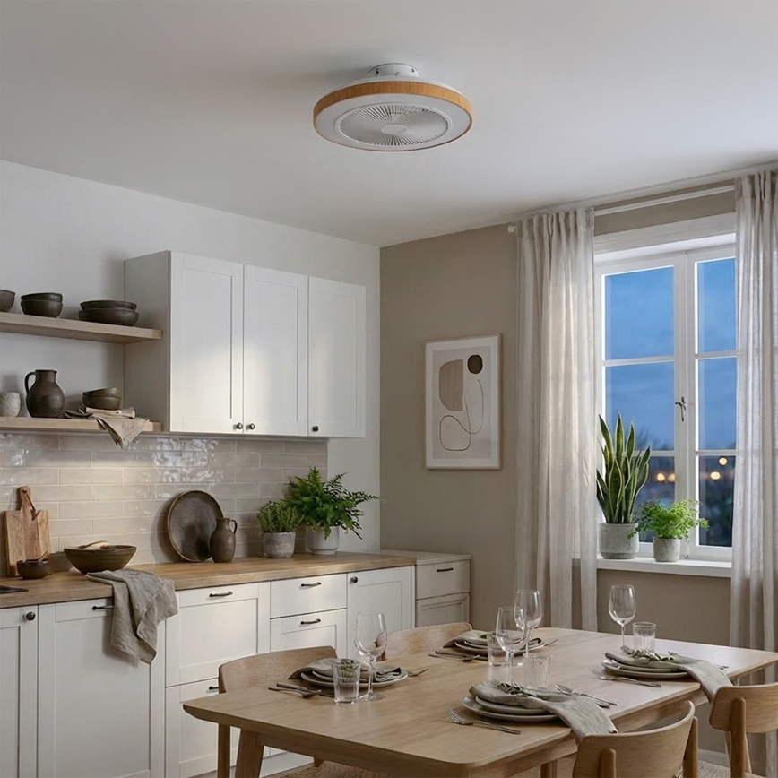 Brilagi - LED ściemnialny wentylator sufitowy LED/38W/230V 3000-6500K śr. 50 cm biały/brązowy + pilot