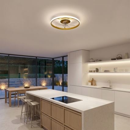 Brilagi - LED ściemnialny wentylator sufitowy LED/66W/230V 55 cm biały/złoty + pilot zdalnego sterowania