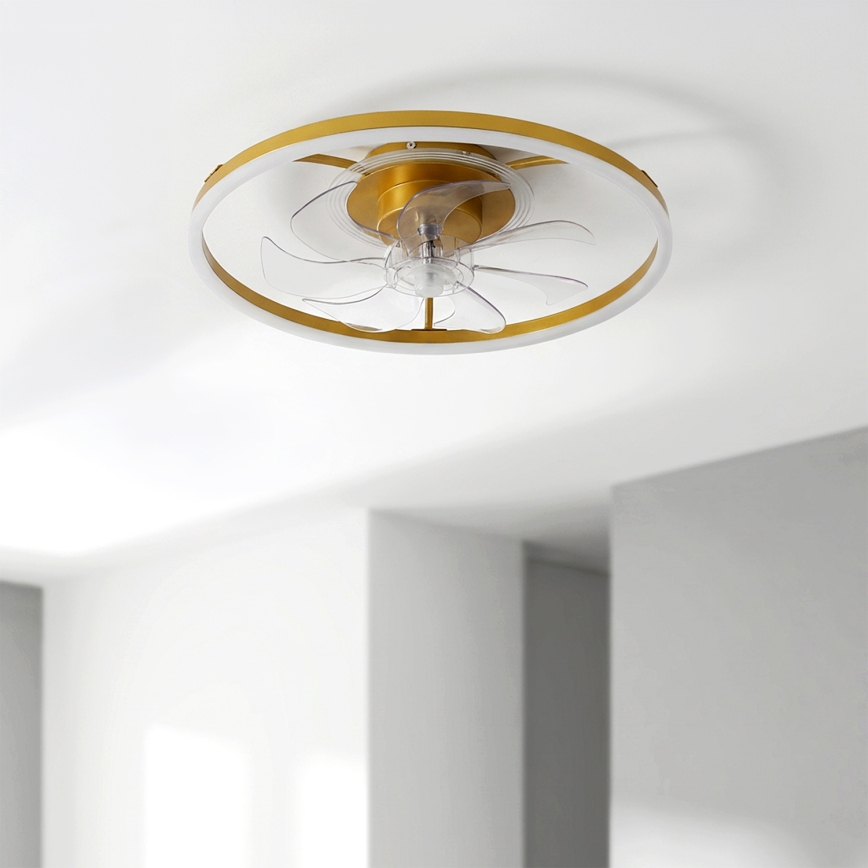 Brilagi - LED ściemnialny wentylator sufitowy LED/66W/230V 3000-6500K śr. 55 cm biały/złoty + zdalne sterowanie