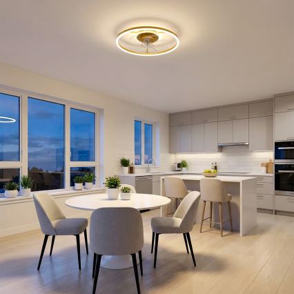 Brilagi - LED ściemnialny wentylator sufitowy LED/66W/230V 3000-6500K śr. 55 cm biały/złoty + zdalne sterowanie
