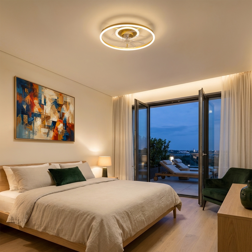 Brilagi - LED ściemnialny wentylator sufitowy LED/66W/230V 3000-6500K śr. 55 cm biały/złoty + zdalne sterowanie