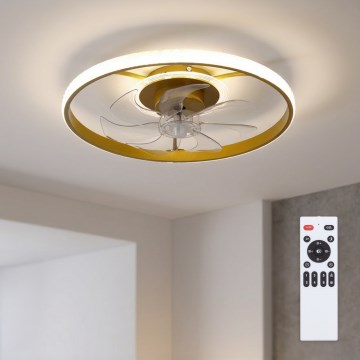 Brilagi - ściemnialny wentylator sufitowy z oświetleniem LED/66W/230V 3000-6500K Ø 55 cm biały/złoty + pilot zdalnego sterowania