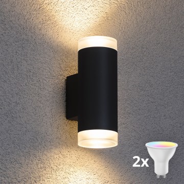 Brilagi - ściemnialny zewnętrzny kinkiet LED RGBW MATERA 2xGU10/4,8W/230V 3000K IP54 czarny + pilot zdalnego sterowania