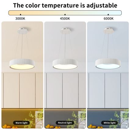Brilagi - LED ściemnialny żyrandol wiszący na linkach FALCON MODERN LED/30W/230V 3000-6000K ø 40 cm biały + zdalne sterowanie