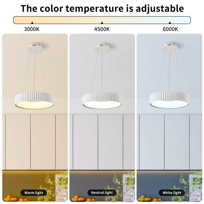 Brilagi - LED ściemnialny żyrandol wiszący na linkach FALCON MODERN LED/30W/230V 3000-6000K ø 40 cm biały + zdalne sterowanie