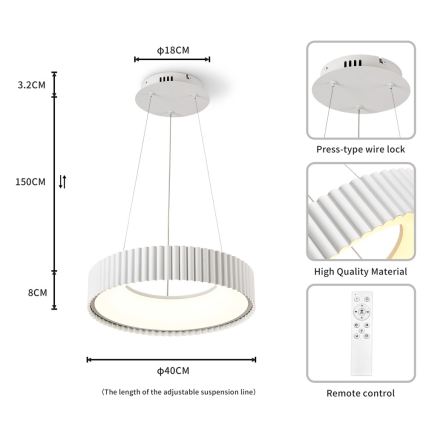 Brilagi - LED ściemnialny żyrandol wiszący na linkach FALCON MODERN LED/30W/230V 3000-6000K ø 40 cm biały + zdalne sterowanie