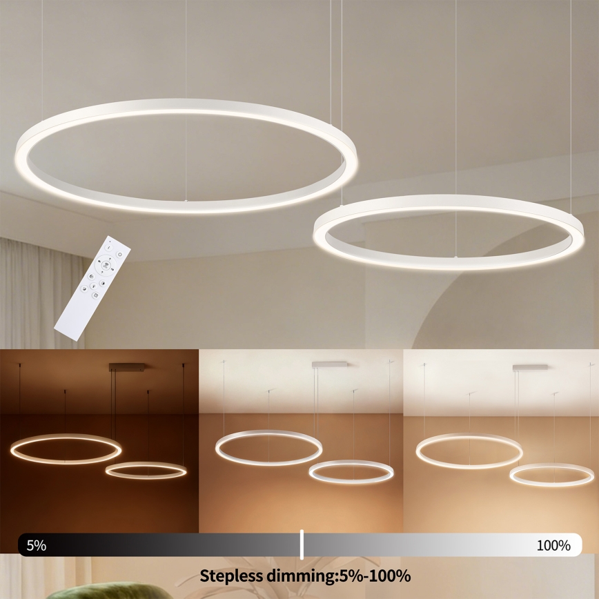 Brilagi - ściemnialny żyrandol LED na linkach PORTOFINO LED/98W/230V 3000-6000K biały + zdalne sterowanie