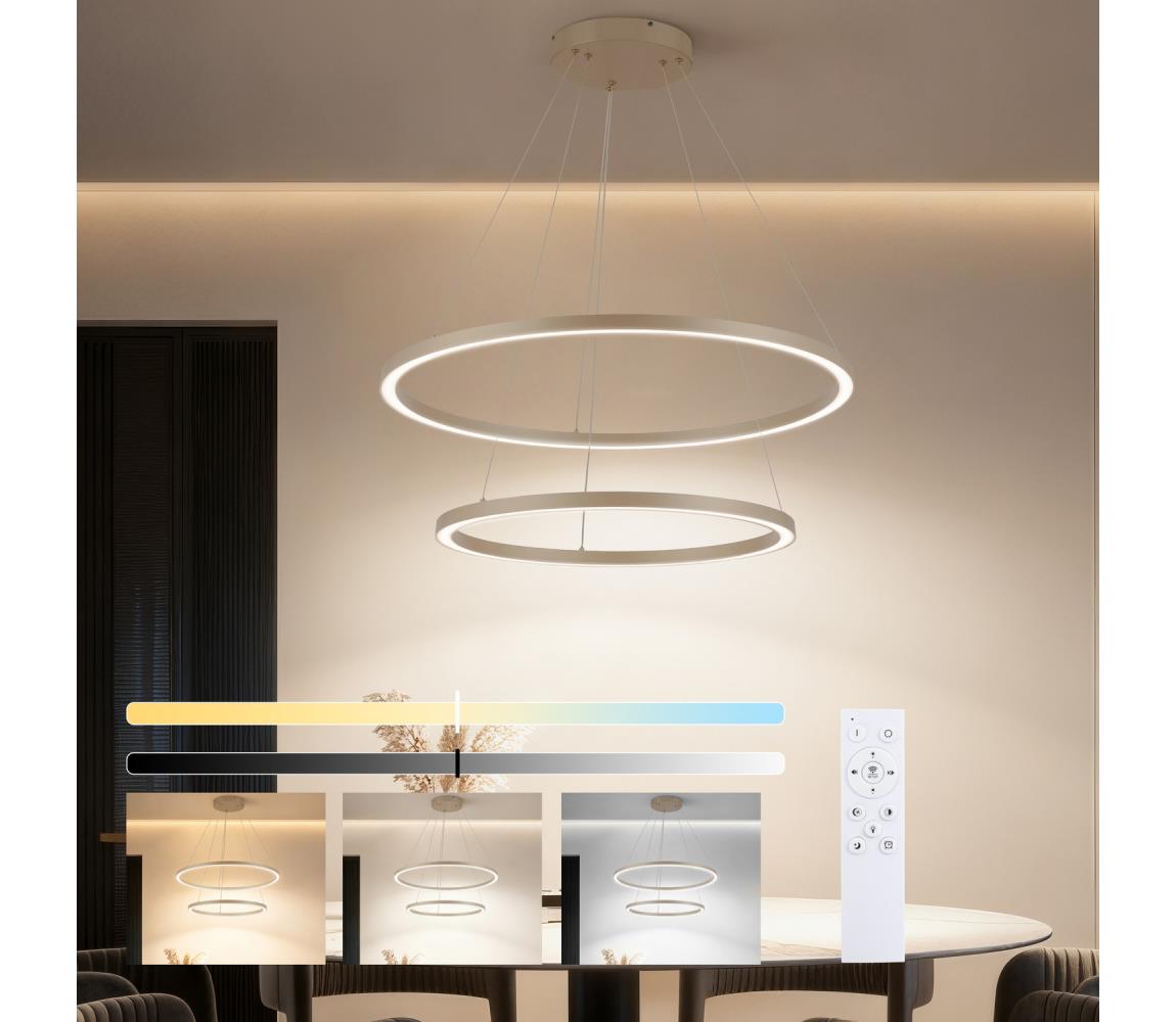 Brilagi - ściemnialny żyrandol LED na lince PORTOFINO LED/98W/230V śr. 80 cm beżowy + z pilotem