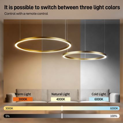 Brilagi - LED ściemnialny żyrandol na linkach PORTOFINO LED/98W/230V 3000-6000K złoty + zdalne sterowanie