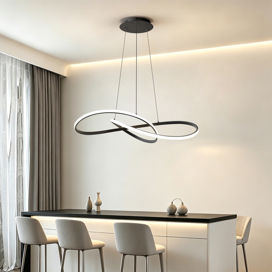 BRILAGI - LED Ściemnialny żyrandol na linkach INFINITY LED/80W/230V 3000-6000K 80x80 cm czarny + zdalne sterowanie