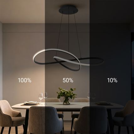 BRILAGI - LED Ściemnialny żyrandol na linkach INFINITY LED/80W/230V 3000-6000K 80x80 cm czarny + zdalne sterowanie