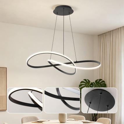 BRILAGI - LED Ściemnialny żyrandol na linkach INFINITY LED/80W/230V 3000-6000K 80x80 cm czarny + zdalne sterowanie