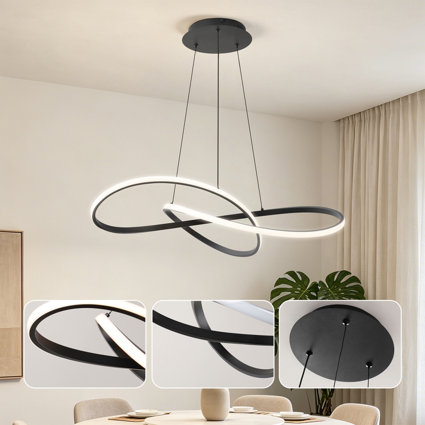 BRILAGI - LED Ściemnialny żyrandol na linkach INFINITY LED/80W/230V 3000-6000K 80x80 cm czarny + zdalne sterowanie