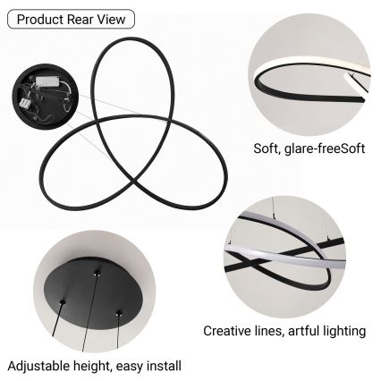 BRILAGI - LED Ściemnialny żyrandol na linkach INFINITY LED/80W/230V 3000-6000K 80x80 cm czarny + zdalne sterowanie
