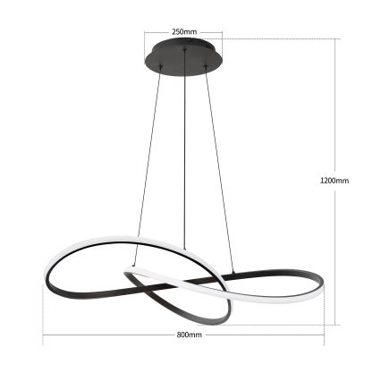 BRILAGI - LED Ściemnialny żyrandol na linkach INFINITY LED/80W/230V 3000-6000K 80x80 cm czarny + zdalne sterowanie