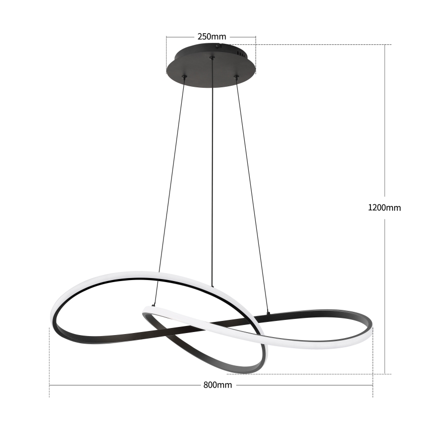 BRILAGI - LED Ściemnialny żyrandol na linkach INFINITY LED/80W/230V 3000-6000K 80x80 cm czarny + zdalne sterowanie