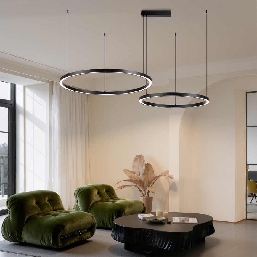 Brilagi - LED ściemnialny żyrandol na lince PORTOFINO LED/98W/230V 3000-6000K czarny + pilot zdalnego sterowania