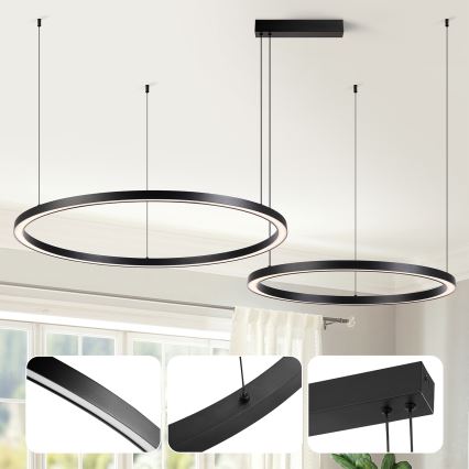 Brilagi - LED ściemnialny żyrandol na lince PORTOFINO LED/98W/230V 3000-6000K czarny + pilot zdalnego sterowania