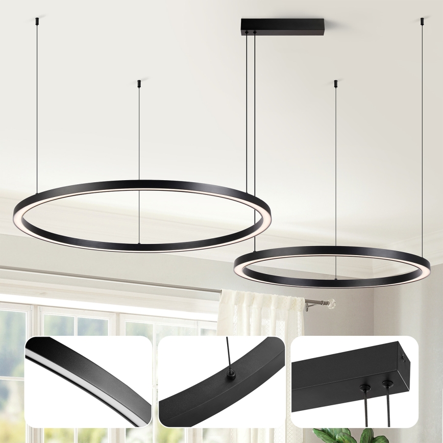 Brilagi - LED ściemnialny żyrandol na lince PORTOFINO LED/98W/230V 3000-6000K czarny + pilot zdalnego sterowania