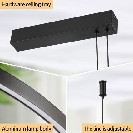 Brilagi - LED ściemnialny żyrandol na lince PORTOFINO LED/98W/230V 3000-6000K czarny + pilot zdalnego sterowania