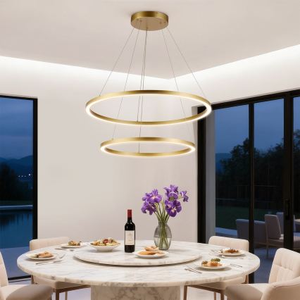 Brilagi - Ściemnialny żyrandol LED na lince PORTOFINO LED/98W/230V 3000-6000K śr. 80 cm złoty + pilot zdalnego sterowania