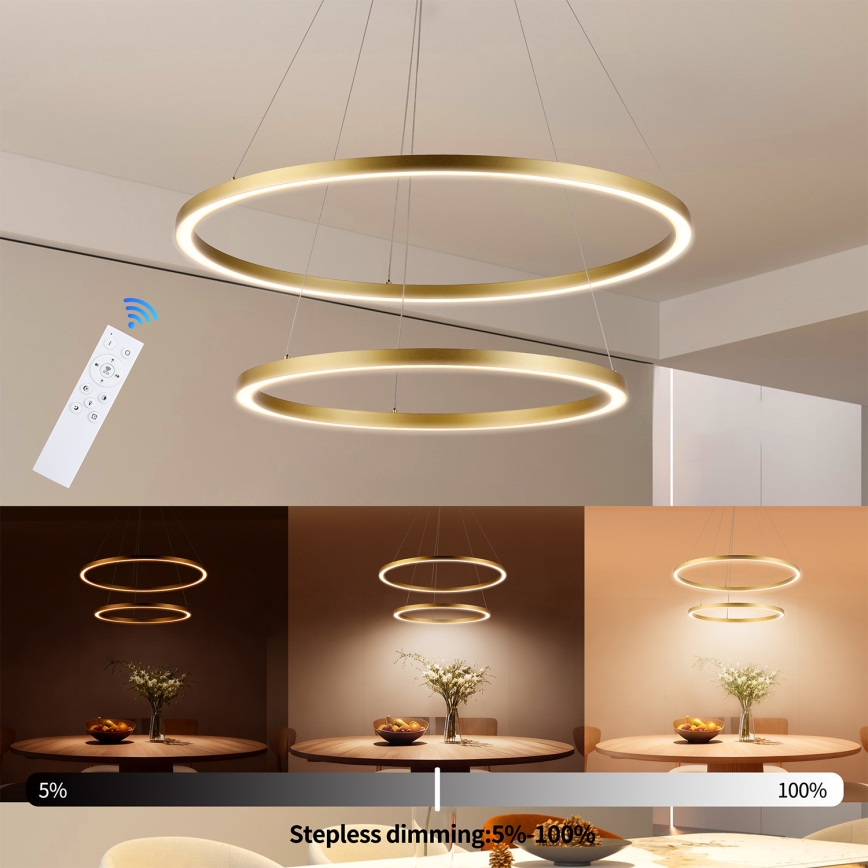Brilagi - Ściemnialny żyrandol LED na lince PORTOFINO LED/98W/230V 3000-6000K śr. 80 cm złoty + pilot zdalnego sterowania
