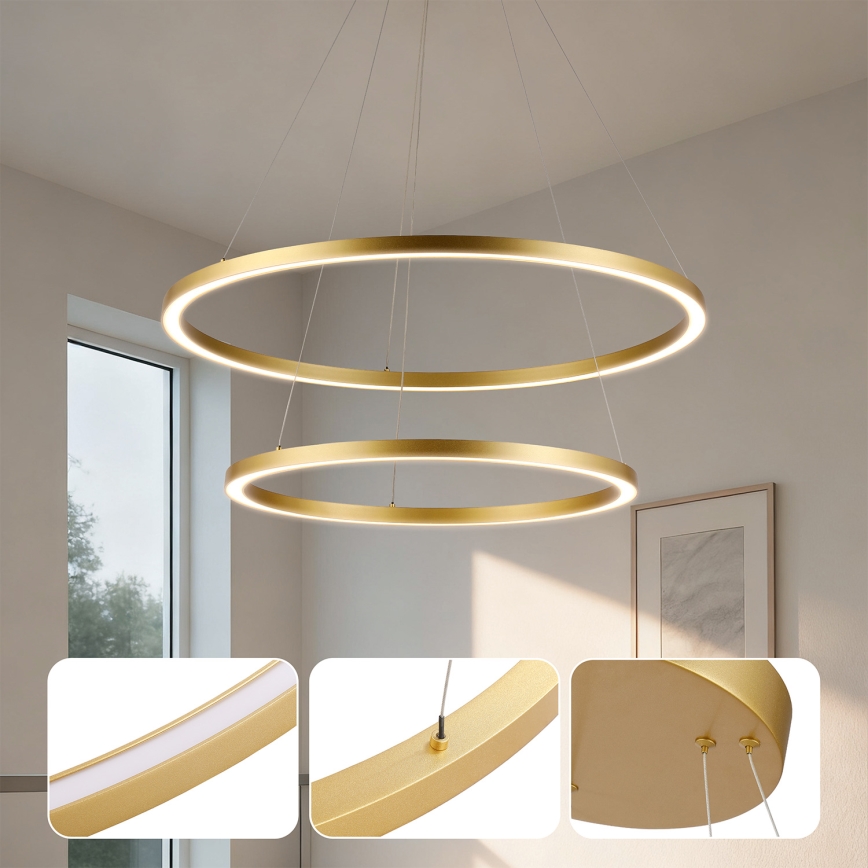 Brilagi - Ściemnialny żyrandol LED na lince PORTOFINO LED/98W/230V 3000-6000K śr. 80 cm złoty + pilot zdalnego sterowania