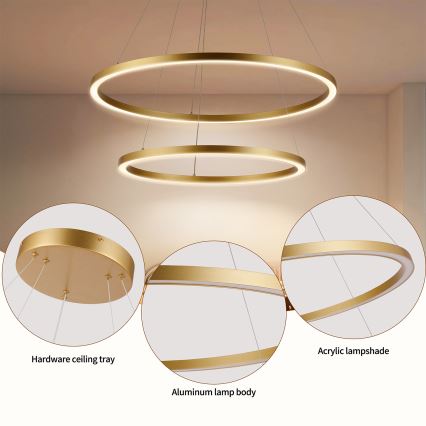 Brilagi - Ściemnialny żyrandol LED na lince PORTOFINO LED/98W/230V 3000-6000K śr. 80 cm złoty + pilot zdalnego sterowania