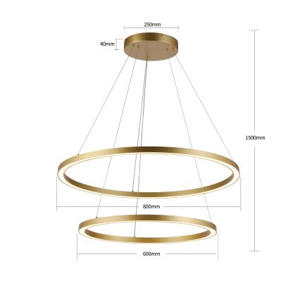 Brilagi - Ściemnialny żyrandol LED na lince PORTOFINO LED/98W/230V 3000-6000K śr. 80 cm złoty + pilot zdalnego sterowania