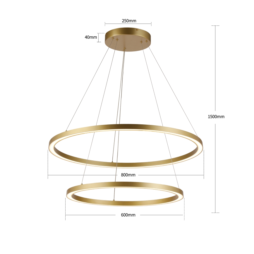 Brilagi - Ściemnialny żyrandol LED na lince PORTOFINO LED/98W/230V 3000-6000K śr. 80 cm złoty + pilot zdalnego sterowania