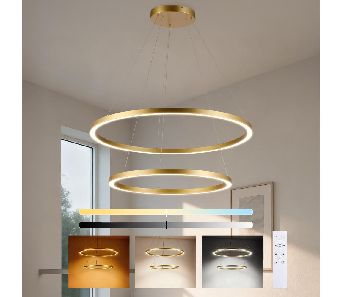 Brilagi - ściemnialny żyrandol LED na linkach PORTOFINO LED/98W/230V śr. 80 cm złoty +DO