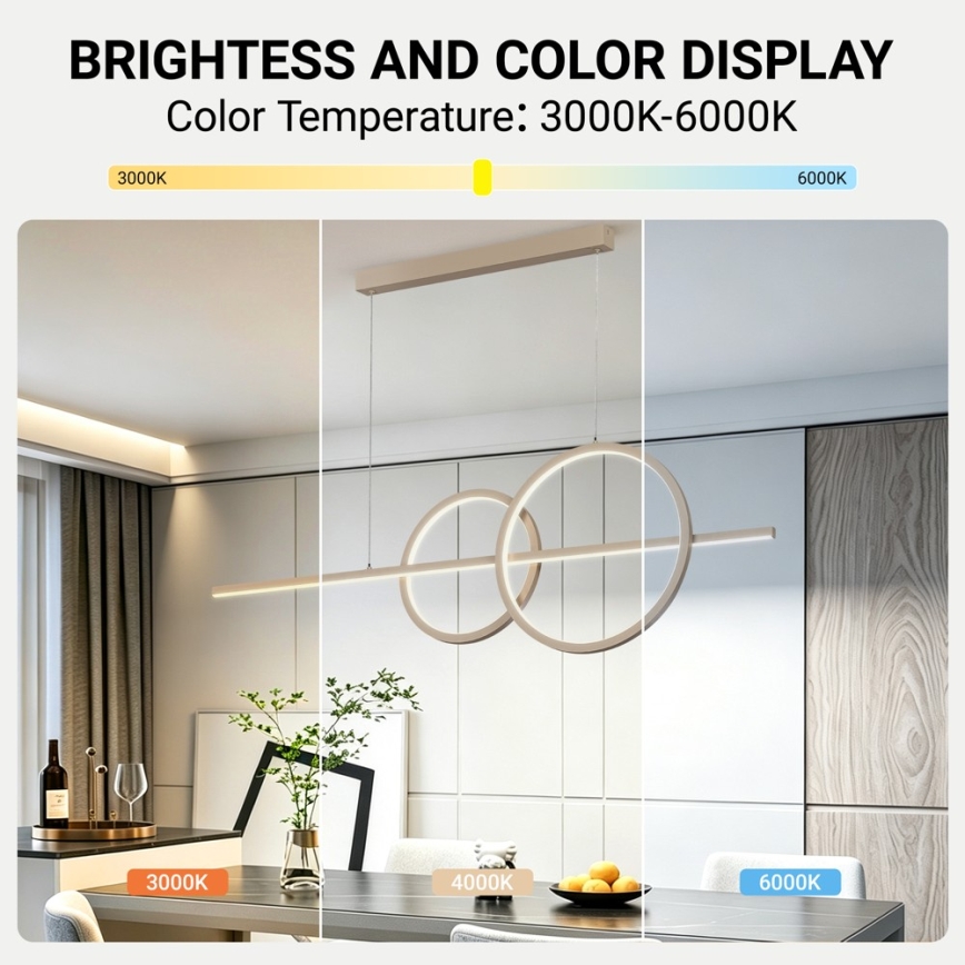 BRILAGI - Żyrandol LED ściemnialny na lince SIGNATURE LED/53W/230V 3000-6000K 120 cm beżowy + zdalne sterowanie