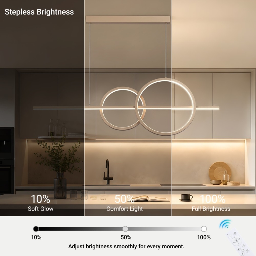 BRILAGI - Żyrandol LED ściemnialny na lince SIGNATURE LED/53W/230V 3000-6000K 120 cm beżowy + zdalne sterowanie