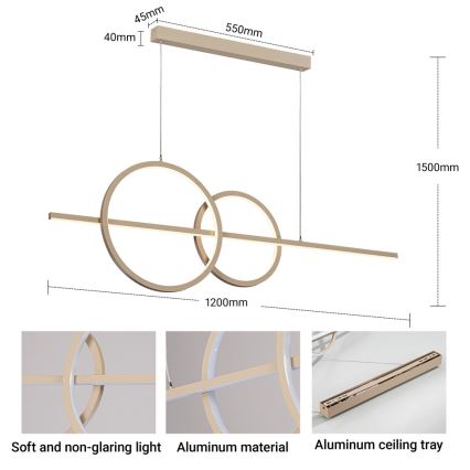 BRILAGI - Żyrandol LED ściemnialny na lince SIGNATURE LED/53W/230V 3000-6000K 120 cm beżowy + zdalne sterowanie