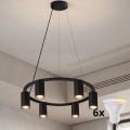 Brilagi - ściemnialny żyrandol LED RGBW na lince SELE 6xGU10/6,5W/230V 2700-6500K czarny + pilot zdalnego sterowania