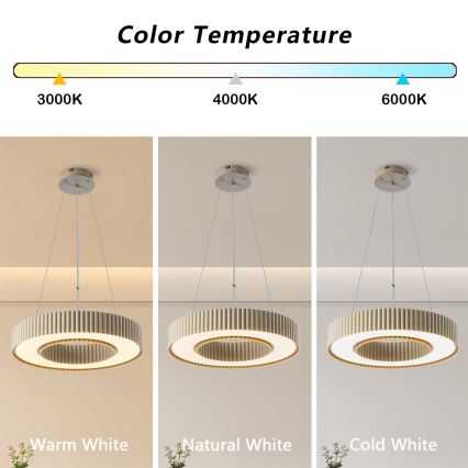 Brilagi - LED ściemnialny żyrandol na lince LUMIX LED/48W/230V 3000-6000K beżowy śr. 50 cm + pilot zdalnego sterowania