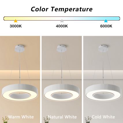 Brilagi - LUMIX żyrandol LED ściemnialny na przewodzie LED/48W/230V 3000–6000K biały Ø 50 cm + pilot zdalnego sterowania