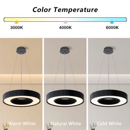 Brilagi - LED ściemnialny żyrandol na lince LUMIX LED/48W/230V 3000-6000K czarny śr. 50 cm + pilot zdalnego sterowania