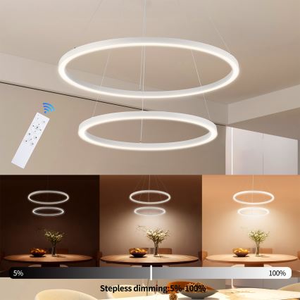 Brilagi - LED ściemnialny żyrandol na linkach PORTOFINO LED/98W/230V 3000-6000K śr. 80 cm biały + pilot