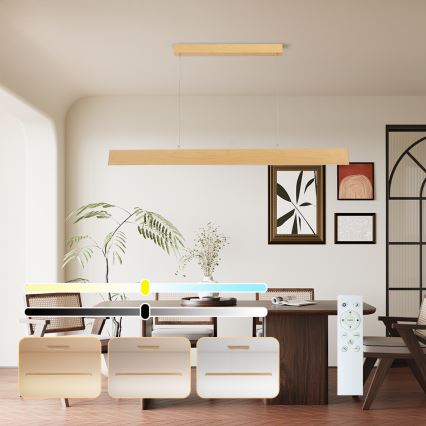 Brilagi - LED ściemnialny żyrandol na linkach SLIMLINE LED/40W/230V 3000-6000K dekor dębu + pilot zdalnego sterowania
