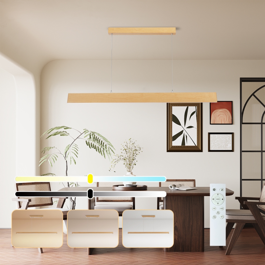 Brilagi - LED ściemnialny żyrandol na linkach SLIMLINE LED/40W/230V 3000-6000K dekor dębu + pilot zdalnego sterowania