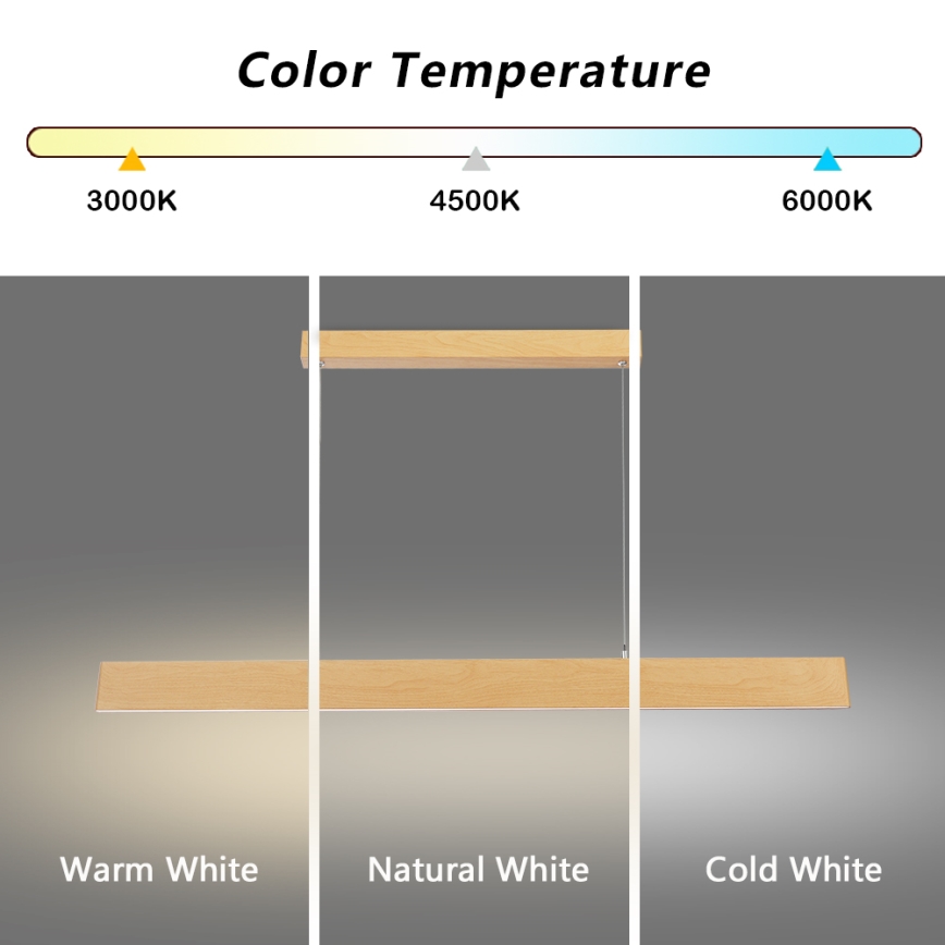 Brilagi - LED ściemnialny żyrandol na linkach SLIMLINE LED/40W/230V 3000-6000K dekor dębu + pilot zdalnego sterowania