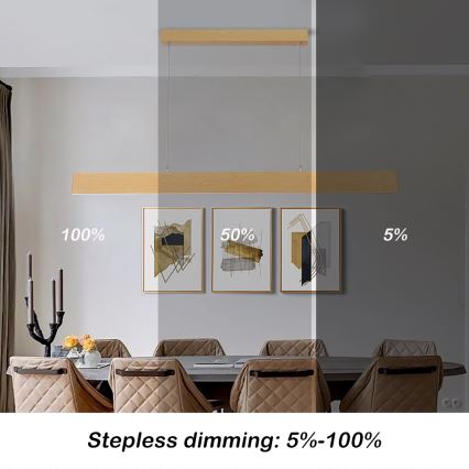 Brilagi - LED ściemnialny żyrandol na linkach SLIMLINE LED/40W/230V 3000-6000K dekor dębu + pilot zdalnego sterowania