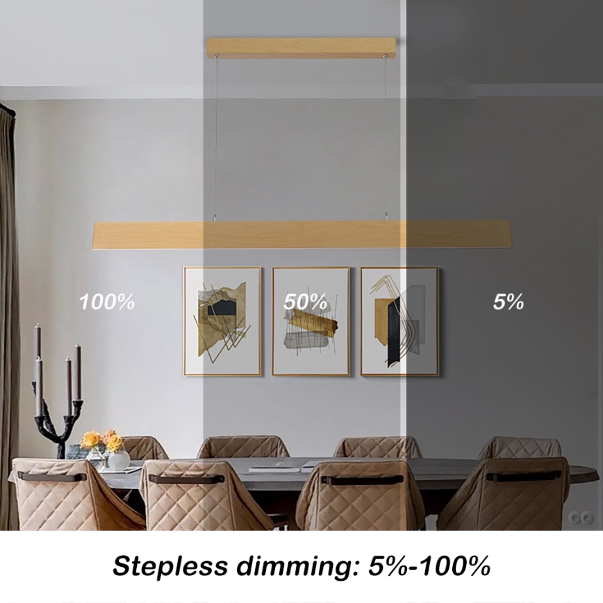 Brilagi - LED ściemnialny żyrandol na linkach SLIMLINE LED/40W/230V 3000-6000K dekor dębu + pilot zdalnego sterowania