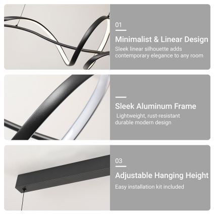 BRILAGI - ściemnialny żyrandol LED na lince SIGNATURE LED/55W/230V 3000-6000K 120x23 cm czarny + pilot zdalnego sterowania