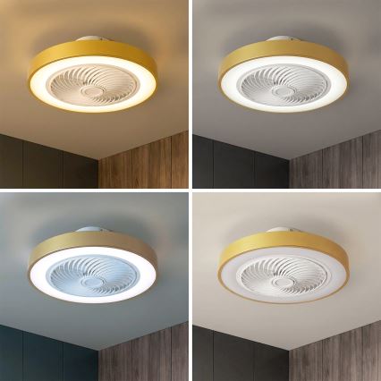 Brilagi - LED ściemnialna lampa sufitowa z wentylatorem LED/38W/230V 3000-6500K 3000-6500K śr. 50 cm złota + zdalne sterowanie