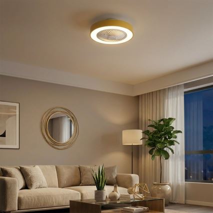 Brilagi - LED ściemnialna lampa sufitowa z wentylatorem LED/38W/230V 3000-6500K 3000-6500K śr. 50 cm złota + zdalne sterowanie
