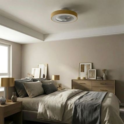Brilagi - LED ściemnialna lampa sufitowa z wentylatorem LED/38W/230V 3000-6500K 3000-6500K śr. 50 cm złota + zdalne sterowanie