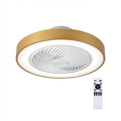 Brilagi - LED ściemnialna lampa sufitowa z wentylatorem LED/38W/230V 3000-6500K 3000-6500K śr. 50 cm złota + zdalne sterowanie